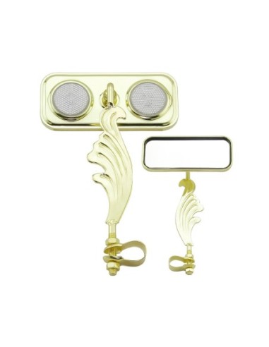 Rectangle Wing Mirror Gold Right Clear Reflectors.